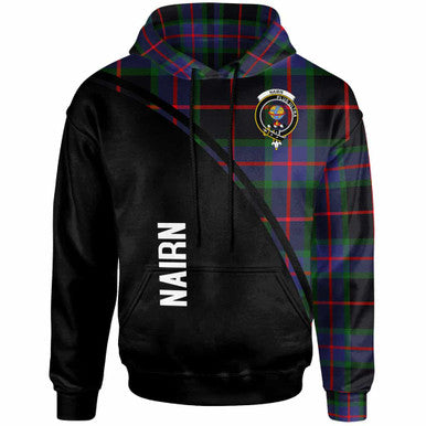 Scottish Nairn Clan Crest Tartan Curve Hoodie Front Side Tartan Plaid