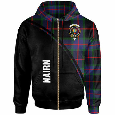 Scottish Nairn Clan Crest Tartan Curve Hoodie Zip-up Tartan Plaid