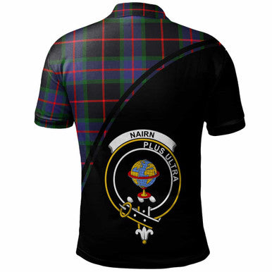 Scottish Nairn Clan Crest Tartan Curve Polo Shirt Back Side Tartan Plaid