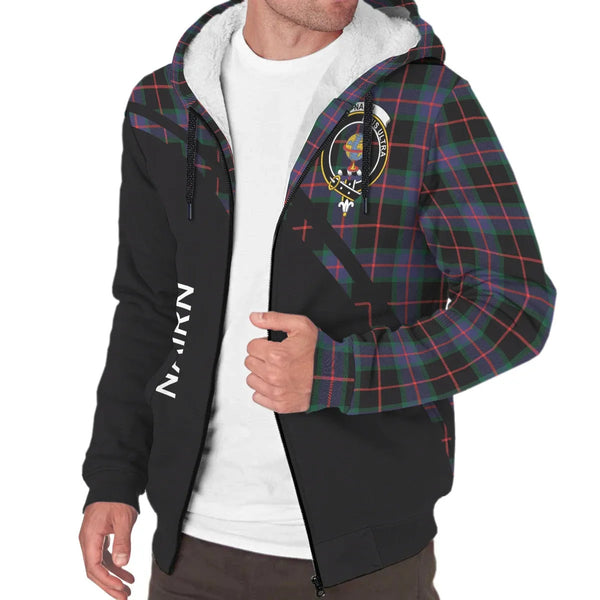 Scottish Nairn Clan Crest Tartan Curve Sherpa Hoodie