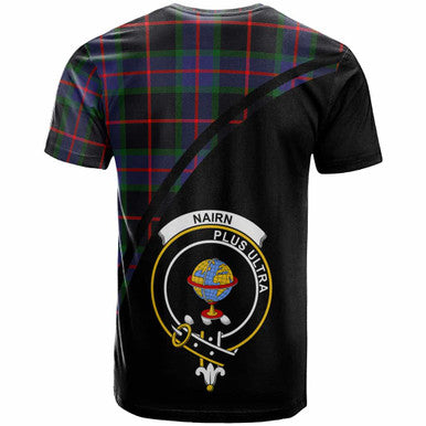Scottish Nairn Clan Crest Tartan Curve T-Shirt Back Side Tartan Plaid
