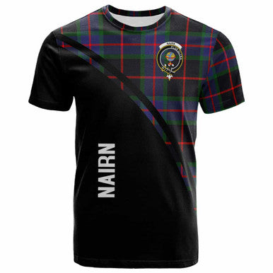 Scottish Nairn Clan Crest Tartan Curve T-Shirt Front Side Tartan Plaid