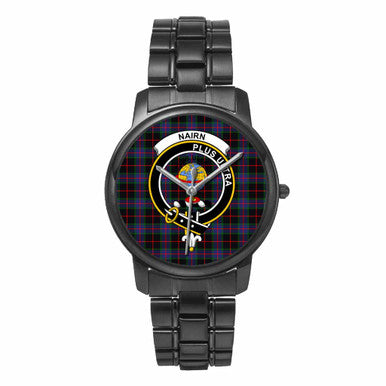 Scottish Nairn Clan Crest Tartan Folding Clasp Steel Quartz Watches Tartan Plaid Black 1