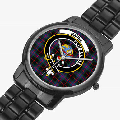 Scottish Nairn Clan Crest Tartan Folding Clasp Steel Quartz Watches Tartan Plaid Black 2