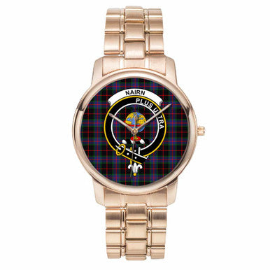 Scottish Nairn Clan Crest Tartan Folding Clasp Steel Quartz Watches Tartan Plaid Rose Gold 1