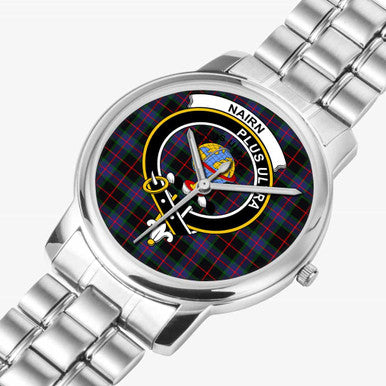 Scottish Nairn Clan Crest Tartan Folding Clasp Steel Quartz Watches Tartan Plaid Silver 2
