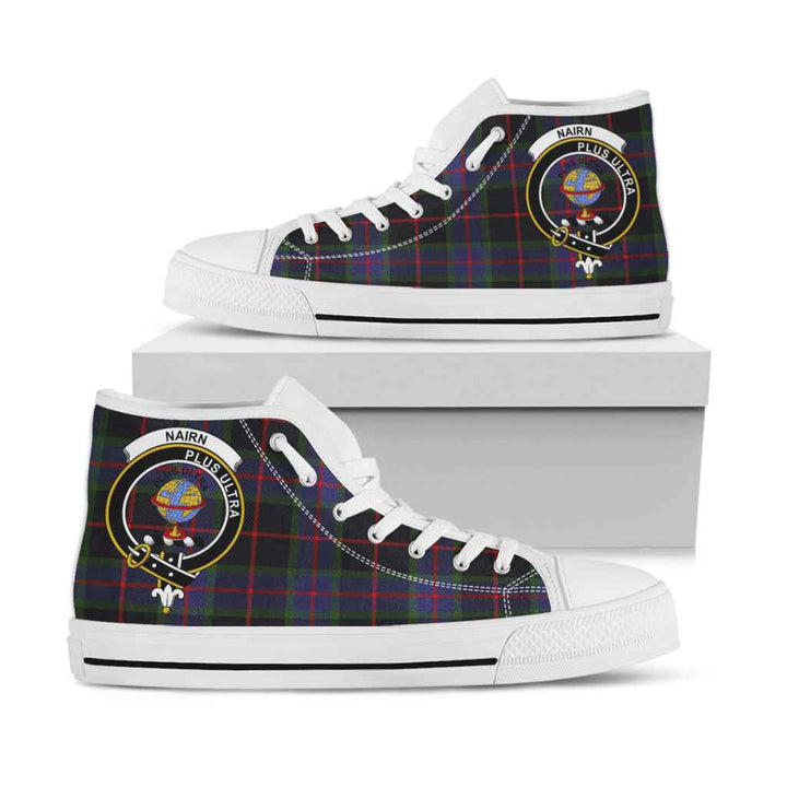 Scottish Nairn Clan Crest Tartan High Top Shoes White Sole Tartan Plaid