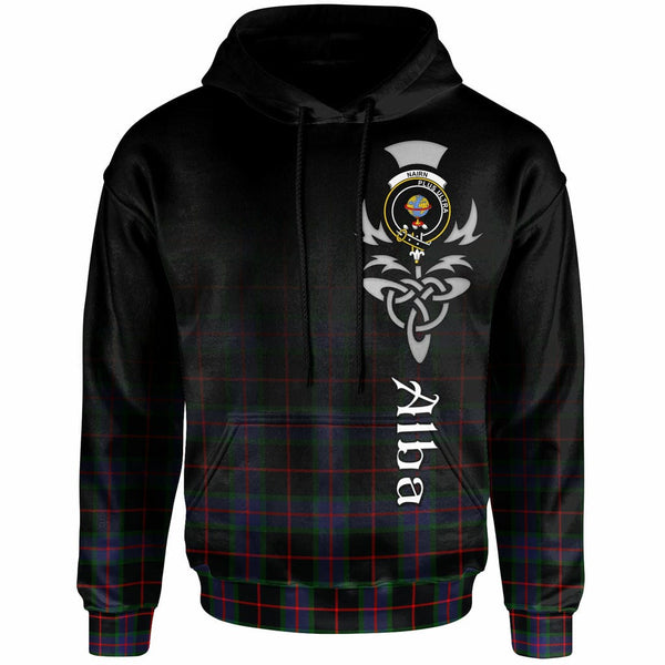 Scottish Nairn Clan Crest Tartan Hoodie - Alba Gu Brath Family Crest Celtic Inspired Front Side Tartan Plaid