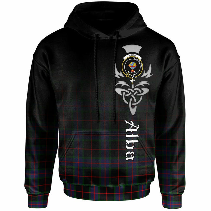 Scottish Nairn Clan Crest Tartan Hoodie - Alba Gu Brath Family Crest Celtic Inspired Front Side Tartan Plaid