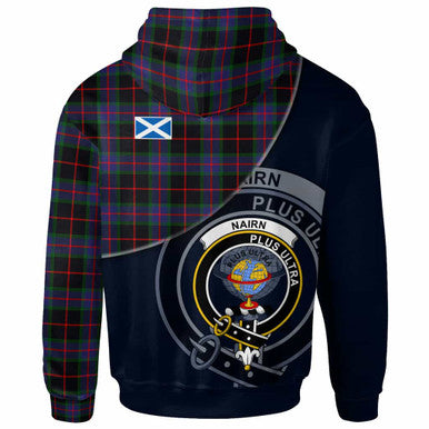 Scottish Nairn Clan Crest Tartan Hoodie - Bend Style Back Side Tartan Plaid