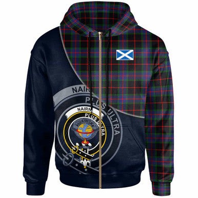 Scottish Nairn Clan Crest Tartan Hoodie - Bend Style Zip-up Tartan Plaid