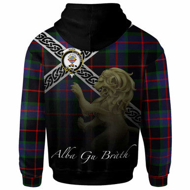 Scottish Nairn Clan Crest Tartan Hoodie - Celtic With Scotland Lion Back Side Tartan Plaid