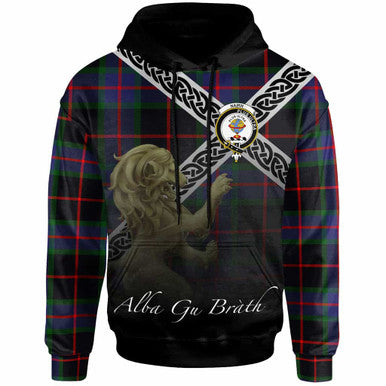 Scottish Nairn Clan Crest Tartan Hoodie - Scotland Lion Front Side Tartan Plaid