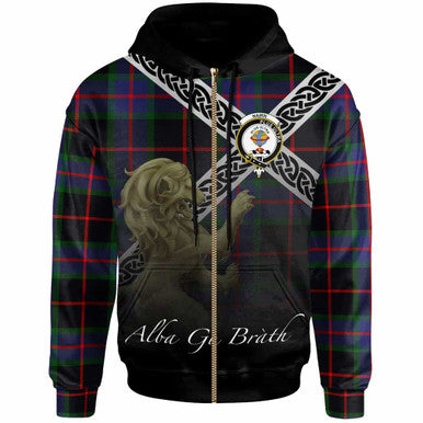 Scottish Nairn Clan Crest Tartan Hoodie - Scotland Lion Zip-up Tartan Plaid