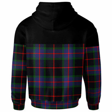 Scottish Nairn Clan Crest Tartan Hoodie - Horizontal Style Back Side Tartan Plaid