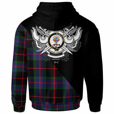Scottish Nairn Clan Crest Tartan Hoodie - Military Logo Back Side Tartan Plaid
