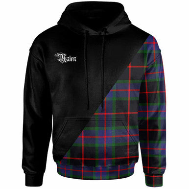 Scottish Nairn Clan Crest Tartan Hoodie - Military Logo Front Side Tartan Plaid