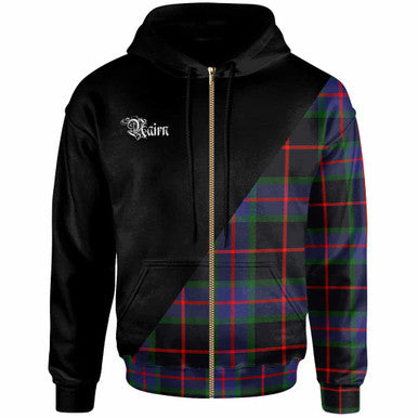 Scottish Nairn Clan Crest Tartan Hoodie - Military Logo Zip-up Tartan Plaid
