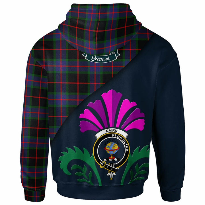 Scottish Nairn Clan Crest Tartan Hoodie - Scotland Thistle Style Back Side Tartan Plaid