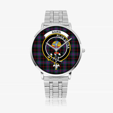 Scottish Nairn Clan Crest Tartan Instafamous Steel Quartz Watches Tartan Plaid Silver 1