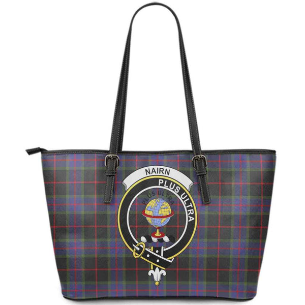Scottish Nairn Clan Crest Tartan Leather Tote Tartan Plaid