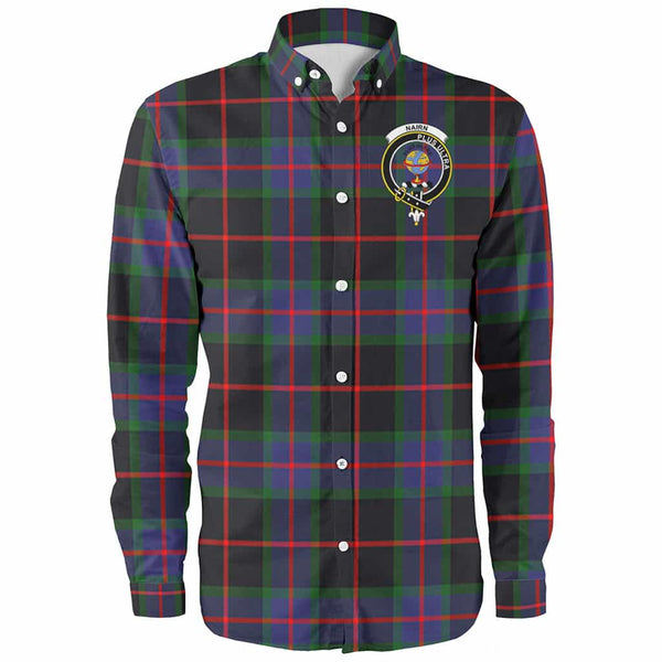 Scottish Nairn Clan Crest Tartan Long Sleeve Shirt Front Side Tartan Plaid