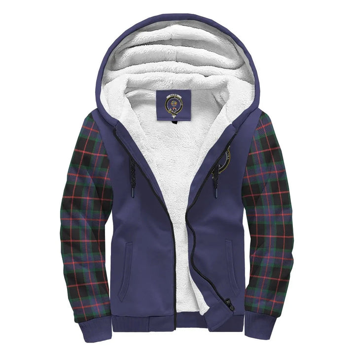 Scottish Nairn Clan Crest Tartan Plaid Sleeve Sherpa Hoodie