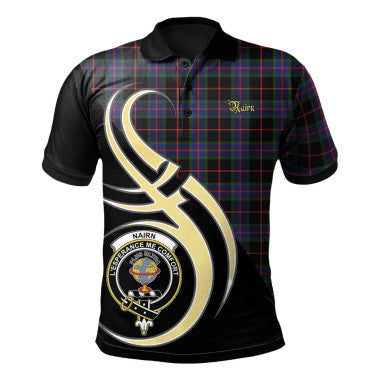 Scottish Nairn Clan Crest Tartan Polo Shirt Believe in Me Front Side Tartan Plaid