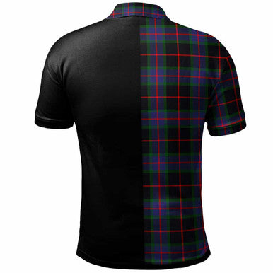 Scottish Nairn Clan Crest Tartan Polo Shirt - Half in Me Back Side Tartan Plaid
