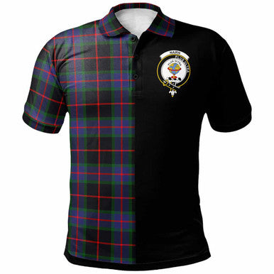 Scottish Nairn Clan Crest Tartan Polo Shirt - Half in Me Front Side Tartan Plaid