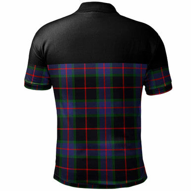 Scottish Nairn Clan Crest Tartan Polo Shirt - Horizontal Style Back Side Tartan Plaid