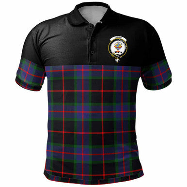 Scottish Nairn Clan Crest Tartan Polo Shirt - Horizontal Style Front Side Tartan Plaid