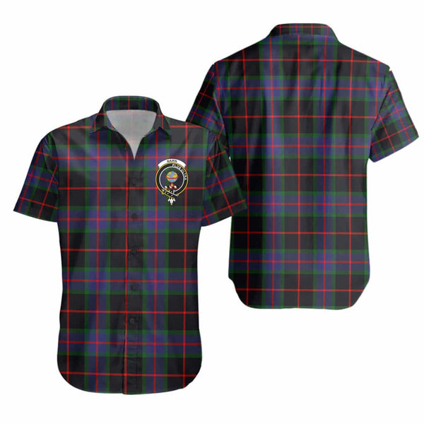 Scottish Nairn Clan Crest Tartan Short Sleeve Shirt Tartan Plaid