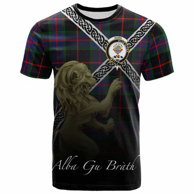 Scottish Nairn Clan Crest Tartan T-Shirt - Celtic With Scotland Lion Front Side Tartan Plaid