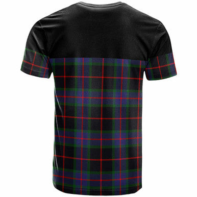 Scottish Nairn Clan Crest Tartan T-Shirt - Horizontal Style Back Side Tartan Plaid