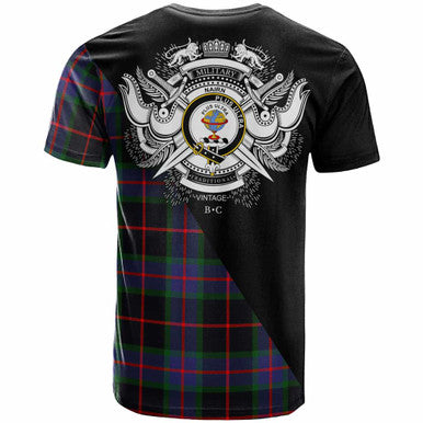 Scottish Nairn Clan Crest Tartan T-Shirt - Military Logo Back Side Tartan Plaid