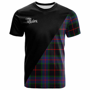 Scottish Nairn Clan Crest Tartan T-Shirt - Military Logo Front Side Tartan Plaid