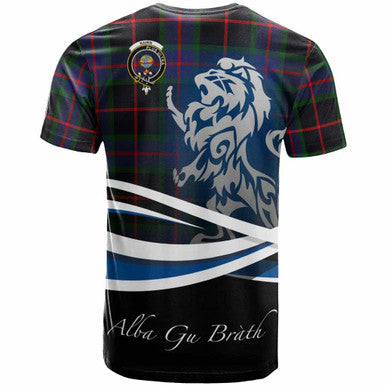 Scottish Nairn Clan Crest Tartan T-Shirt - Scotland Lion Back Side Tartan Plaid