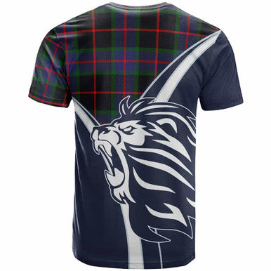 Scottish Nairn Clan Crest Tartan T-Shirt - Bend Style Back Side Tartan Plaid