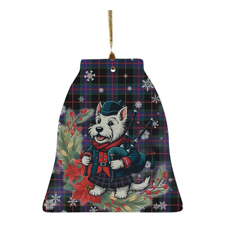 Scottish Nairn Clan Tartan Ceramic Ornament Cute Scottish Terrier Dog Bell Style Tartan Plaid