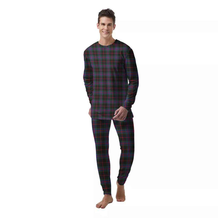 Scottish Nairn Clan Tartan Pajama Set  Men Front Side Tartan Plaid