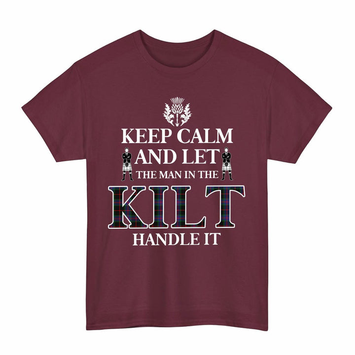 Scottish Nairn Clan Tartan T-Shirt - Keep Calm Tartan Plaid Maroon Color