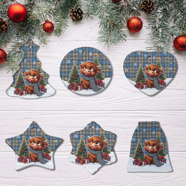 Scottish Napier Ancient Clan Tartan Ceramic Ornament Cute Highland Cow Christmas All Style Tartan Plaid