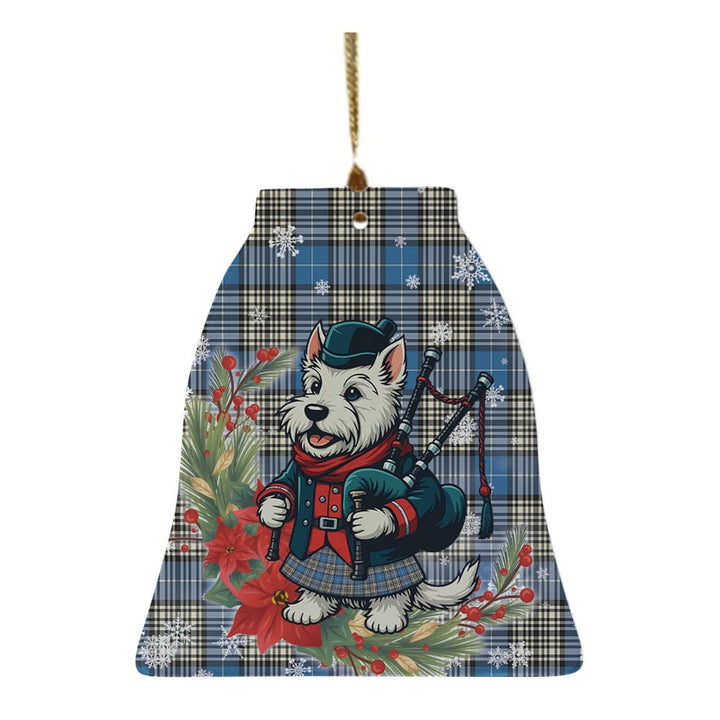 Scottish Napier Ancient Clan Tartan Ceramic Ornament Cute Scottish Terrier Dog Bell Style Tartan Plaid