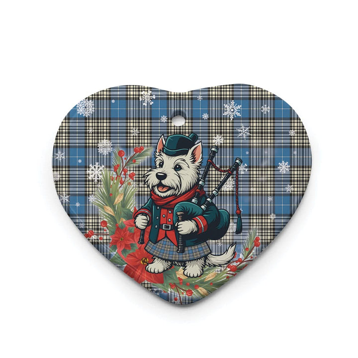 Scottish Napier Ancient Clan Tartan Ceramic Ornament Cute Scottish Terrier Dog Heart Style Tartan Plaid