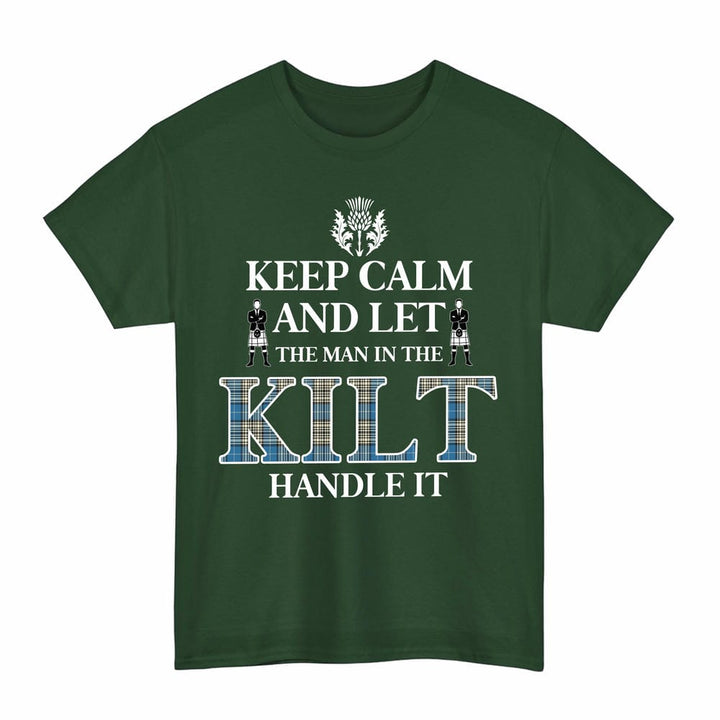 Scottish Napier Ancient Clan Tartan T-Shirt - Keep Calm Tartan Plaid Forest Green Color
