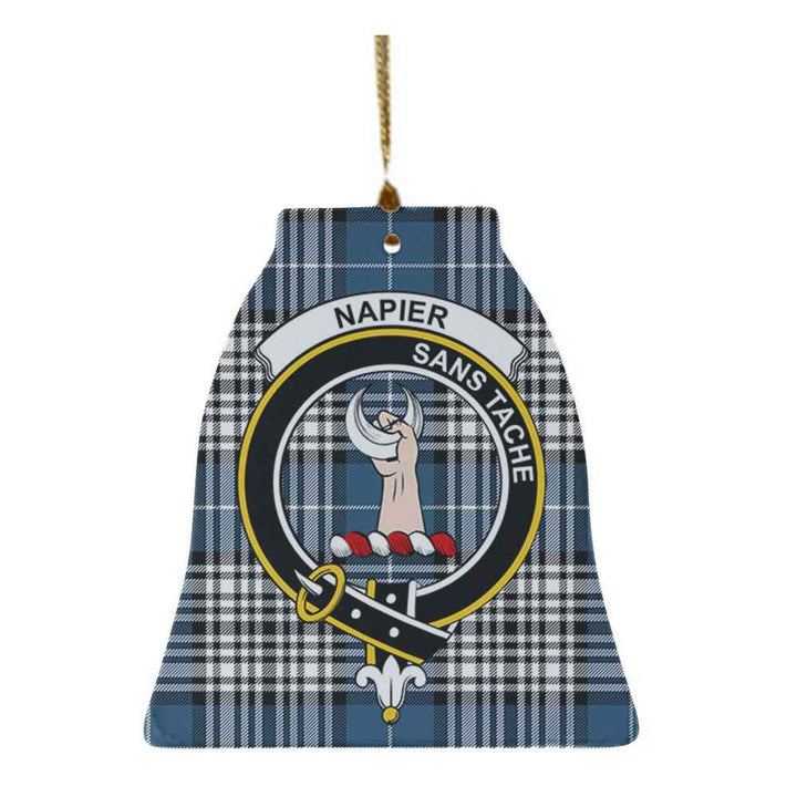 Scottish Napier Clan Crest Tartan Ceramic Ornament Bell Shape Tartan Plaid