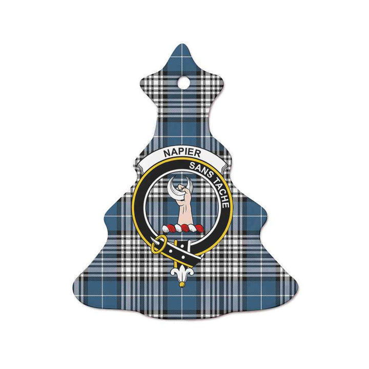 Scottish Napier Clan Crest Tartan Ceramic Ornament Tree Shape Tartan Plaid