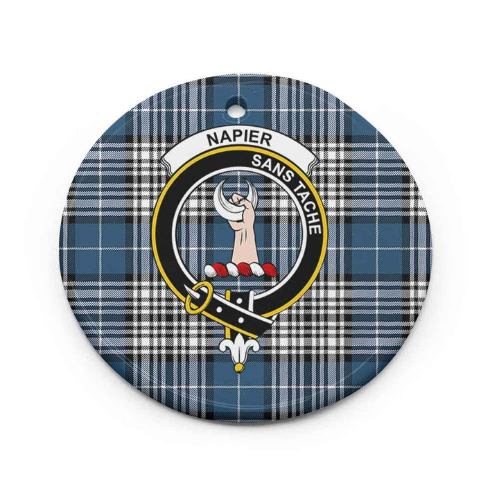 Scottish Napier Clan Crest Tartan Ceramic Ornament Circle Shape Tartan Plaid