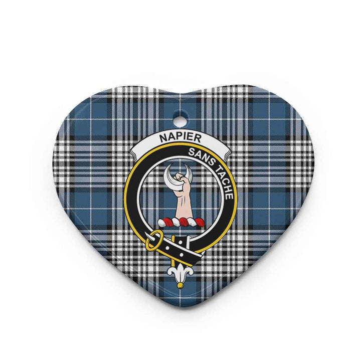 Scottish Napier Clan Crest Tartan Ceramic Ornament Heart Shape Tartan Plaid